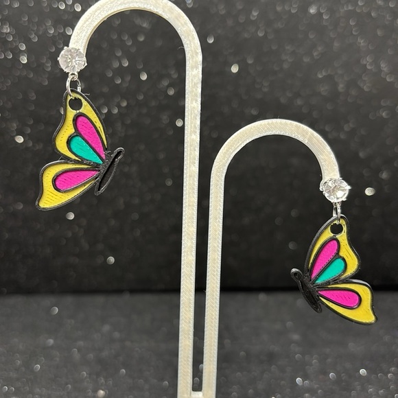 Small Colorful Butterfly Earrings - Picture 4 of 4
